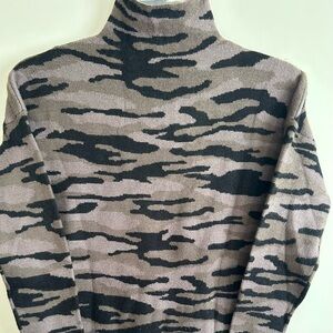 Tahari Women's Camouflage Turtleneck Sweater in Gray and Black